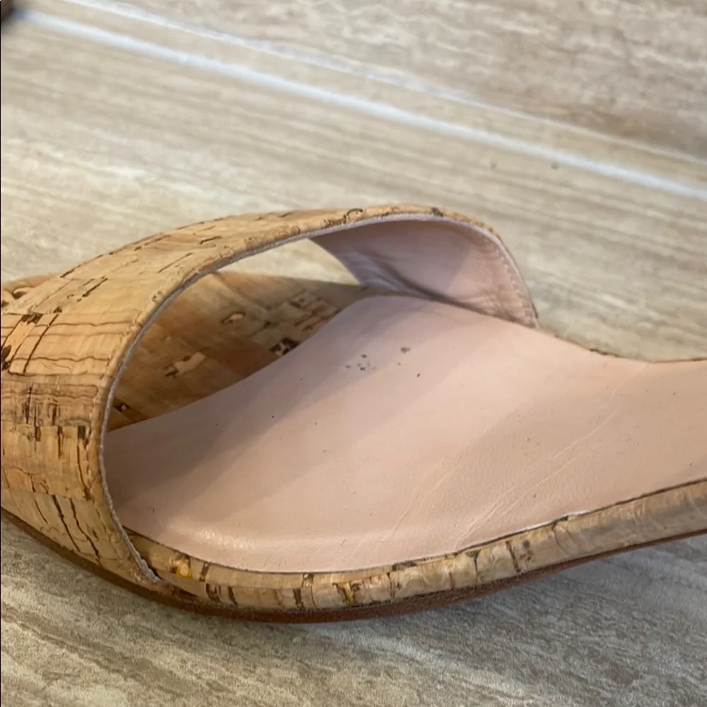 STUART WEITZMAN UGC Women’s Size 9.5 Tan Cork Block Heel Sandals Buckle - Picture 11 of 17